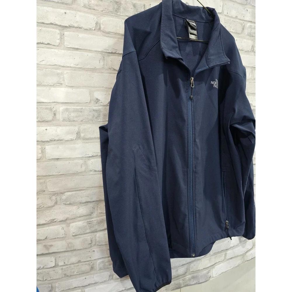 The North Face Apex‎ Men XL Full Zip Hooded Softshell Jacket Blue Drawstring Hem